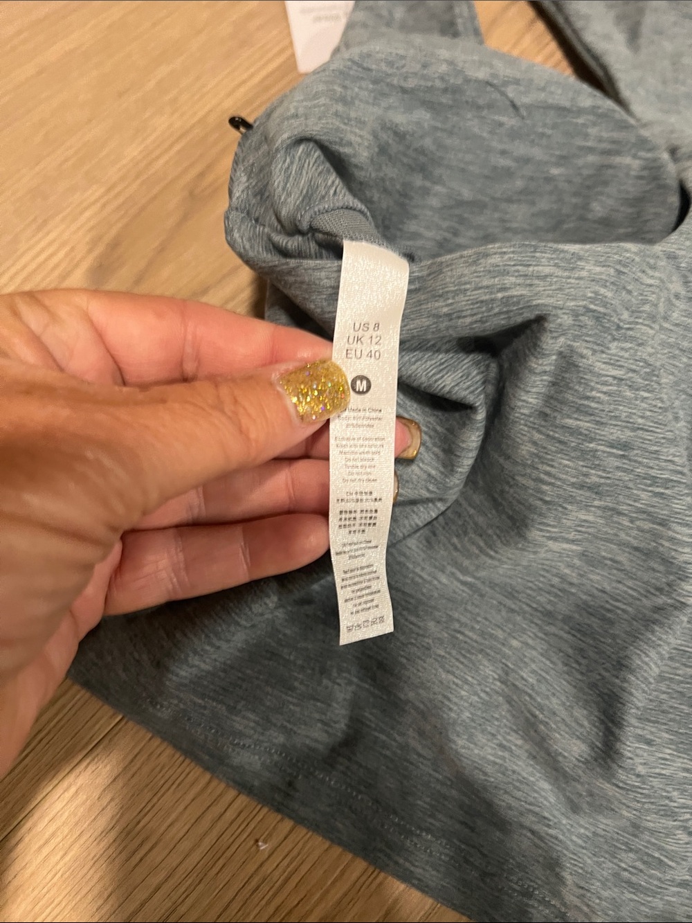 Grey/blue Racerback Cropped Sports Bra Top - Picture 4 of 4